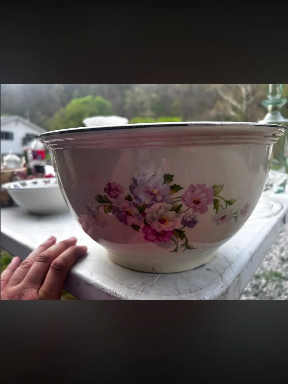 Cream Floral Ceramic mixing Bowl